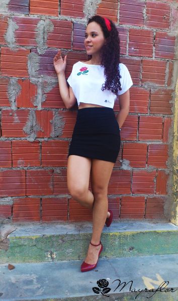 Mayraflor Cropped Flor Vermelha